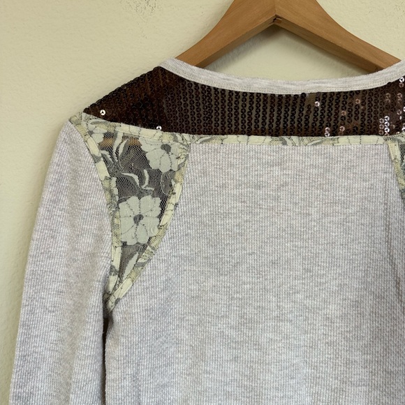 Free People Sequin Thermal Henley Top - Picture 8 of 8